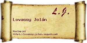 Lovassy Jolán névjegykártya