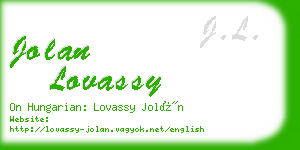 jolan lovassy business card